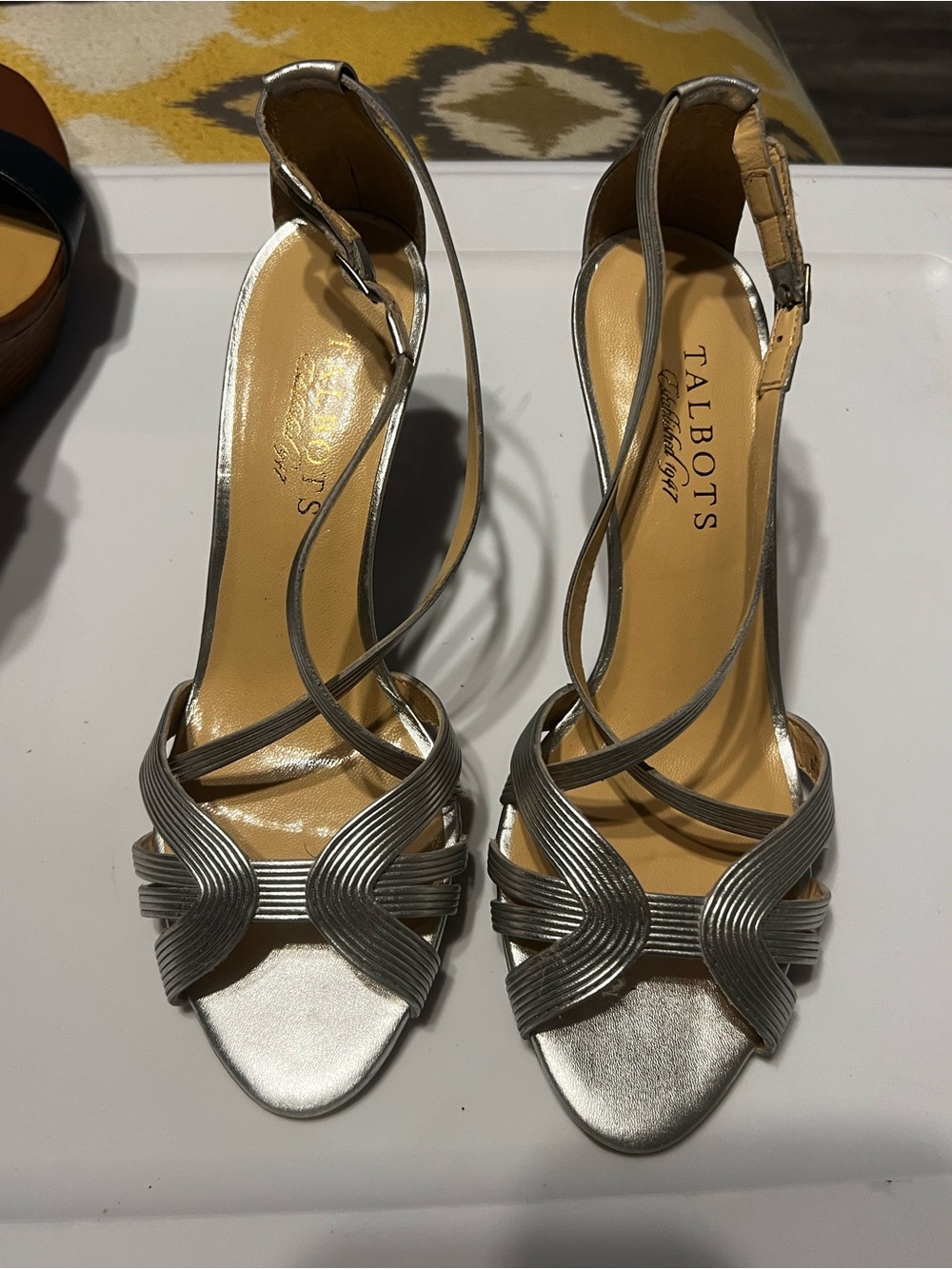 Talbots Metallic Silver Strappy Dress Sandals